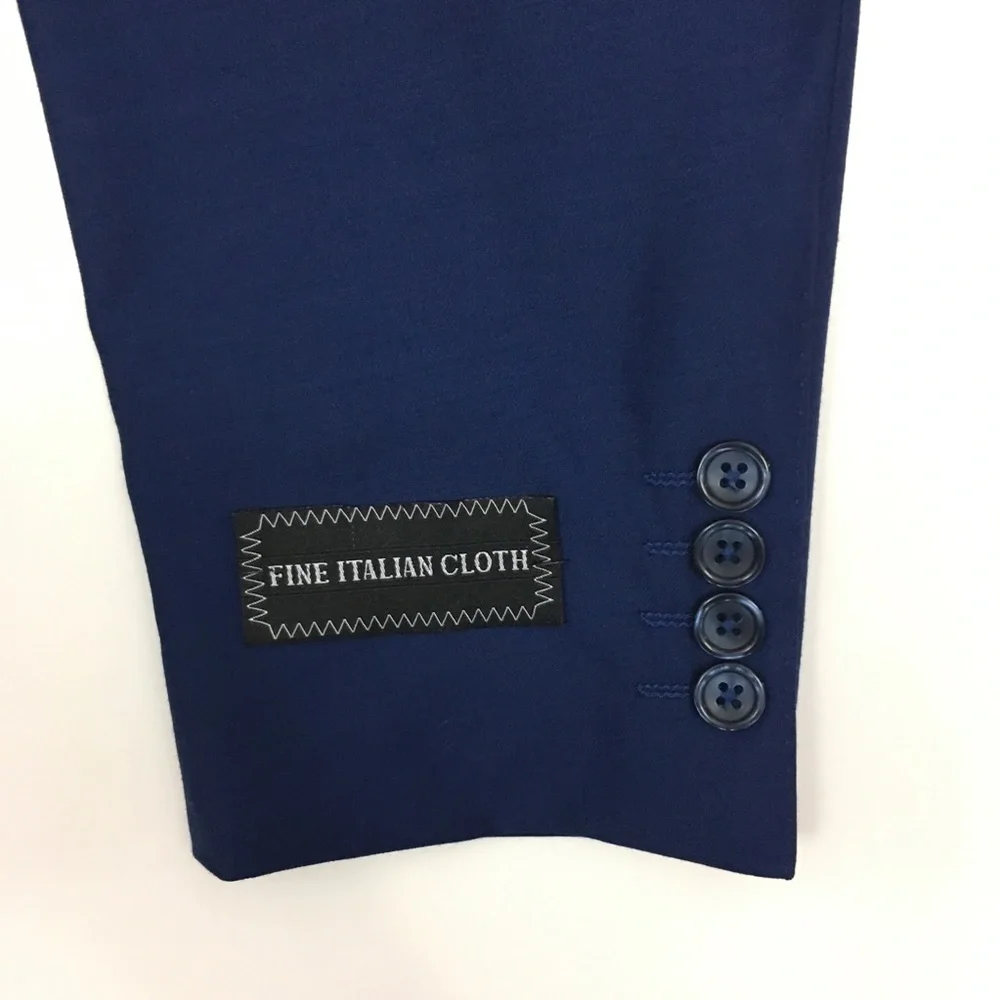 laurentino 40s mens suit solid blue new italy 100% wool 2 piece nwt ea0134